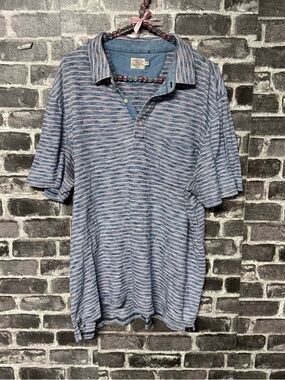 Faherty Sunwashed Tshirt Polo shirt Sea Fire Stripe blue pink